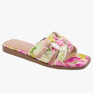 NWT-BCBGeneration Pink and Yellow Floral Sandals